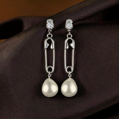 Silver Pearl Drop Earring