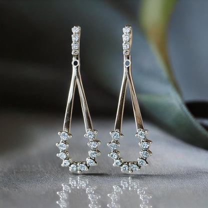 Silver Drop Earring with Zircon