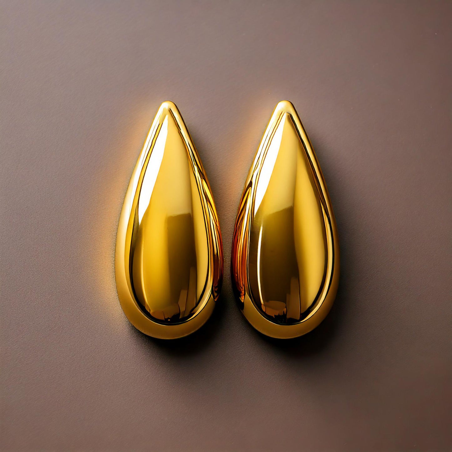 Yellow Gold Tear Drop Silver Earring