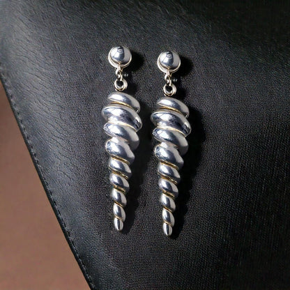 Silver Long Spiral Earring