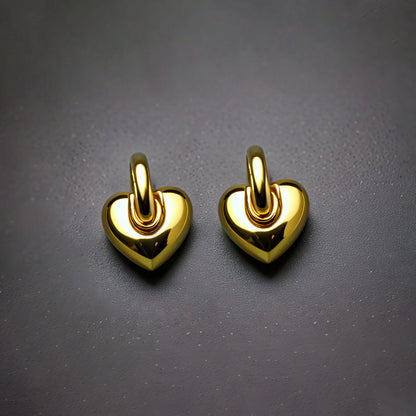 Yellow Gold Heart Shape Linking Silver Earring