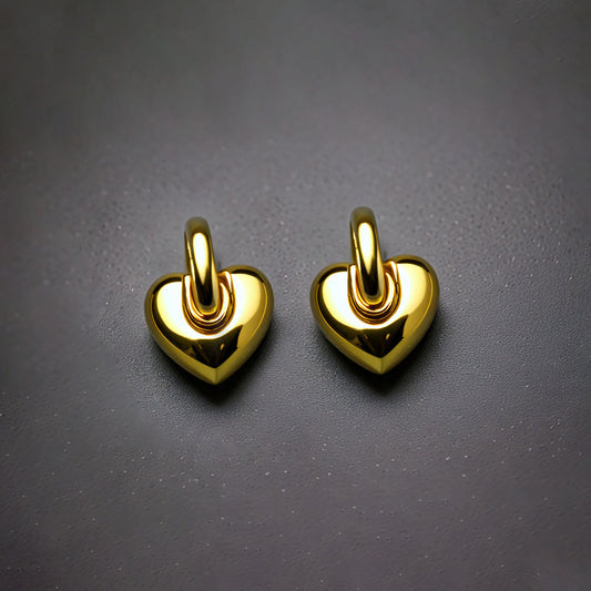 Yellow Gold Heart Shape Linking Silver Earring