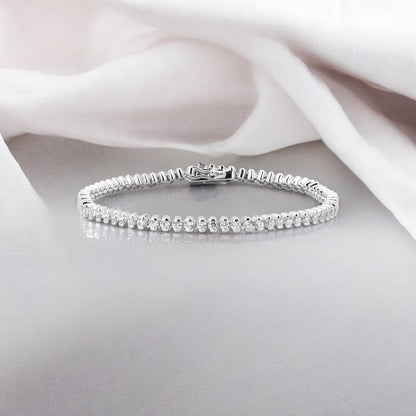 Half Bezal Tennis Silver Bracelet