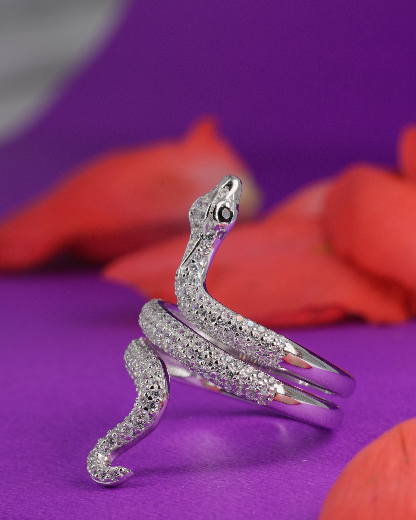 Wraparound Snake Silver Ring