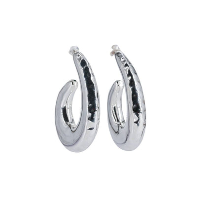 Silver Puff Hollow Hoop Earring