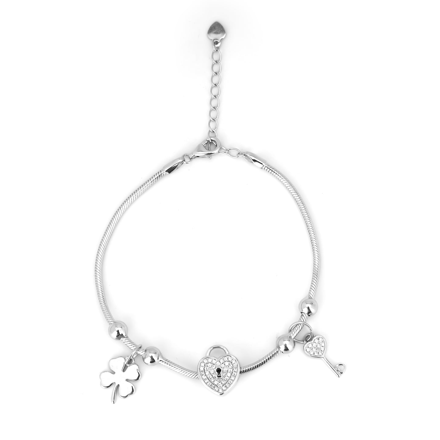 Love Lock Charm Silver Bracelet