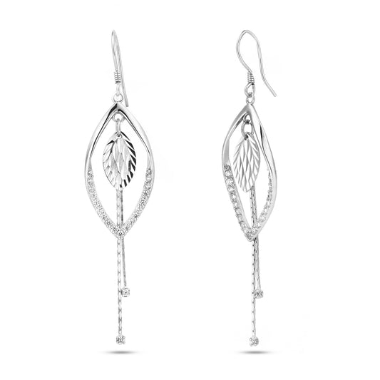 Silver Falling Dew Diamond Cut Earring