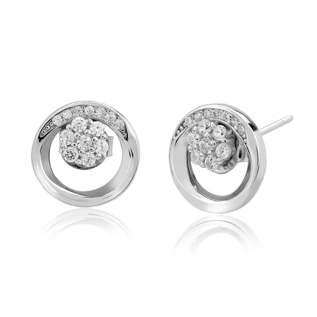 Cubic Zircon Flower Earring