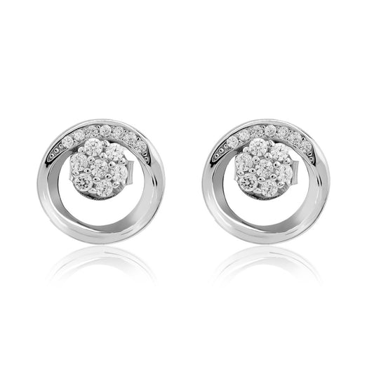 Cubic Zircon Flower Earring