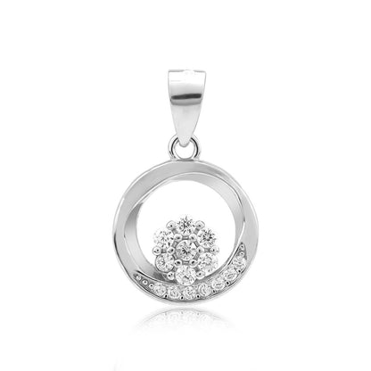 Cubic Zircon Flower Pendant