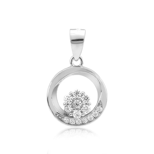 Cubic Zircon Flower Pendant