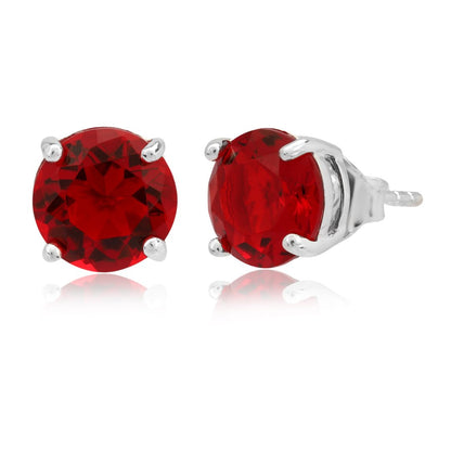 Red Simulated Diamond Round Earring