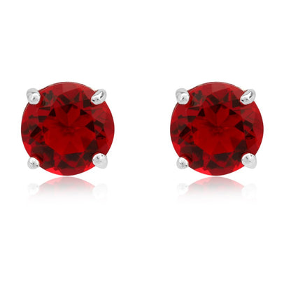 Red Simulated Diamond Round Earring