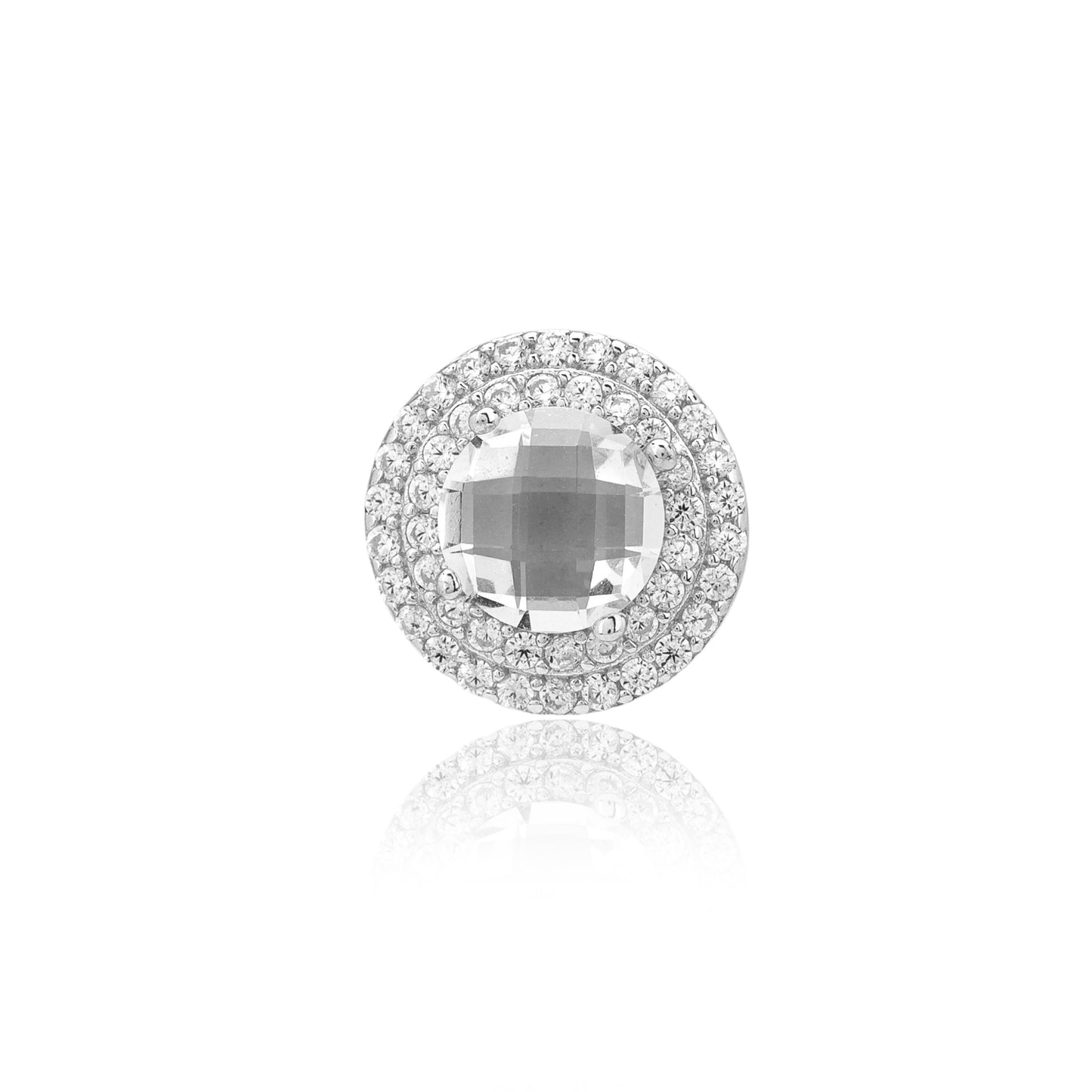 Simulated Diamond Double Halo Pendant