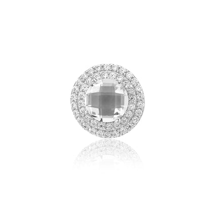 Simulated Diamond Double Halo Pendant