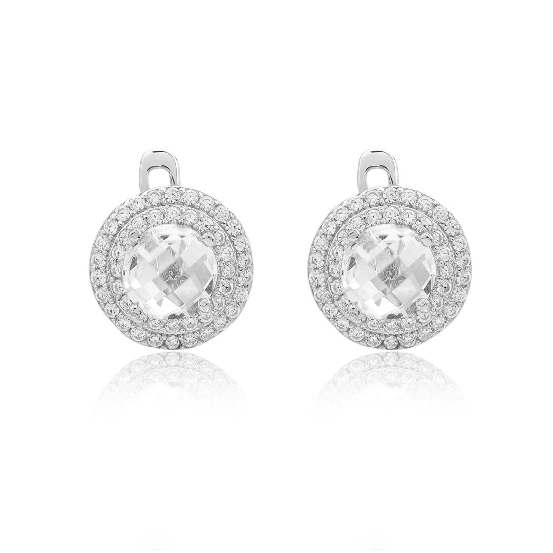 Simulated Diamond Double Halo Earring