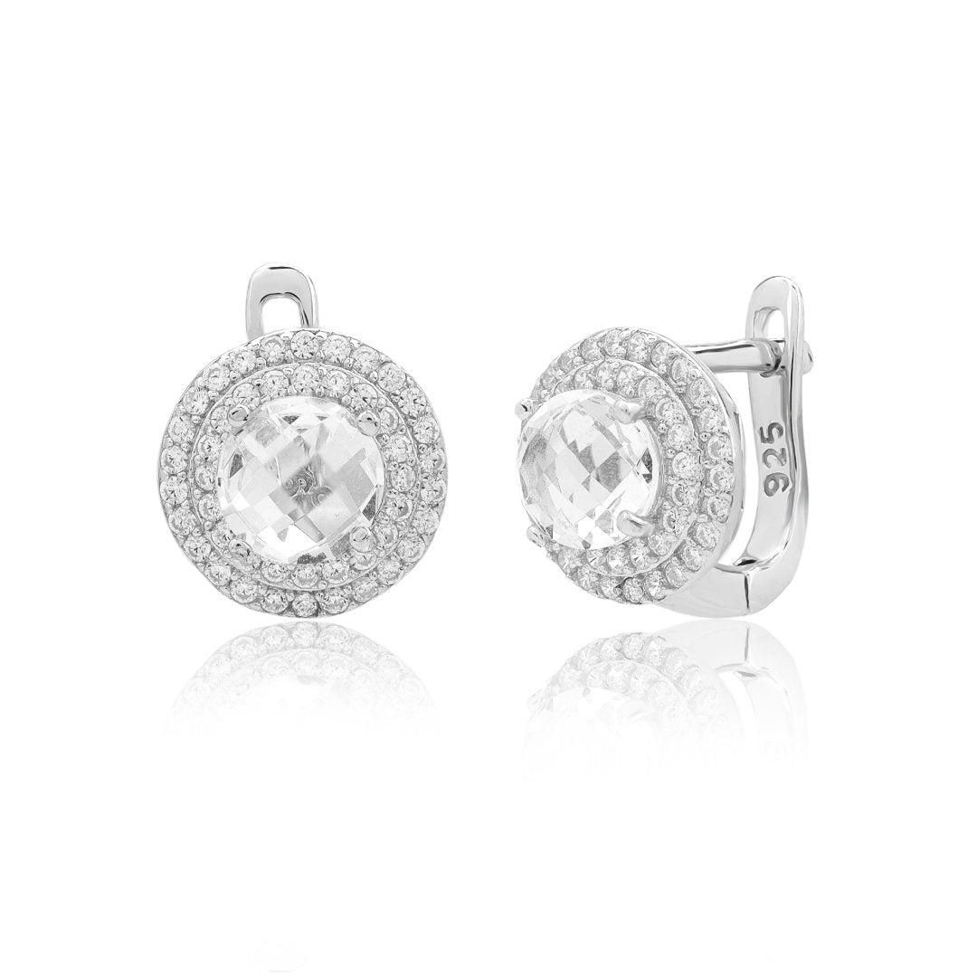 Simulated Diamond Double Halo Earring