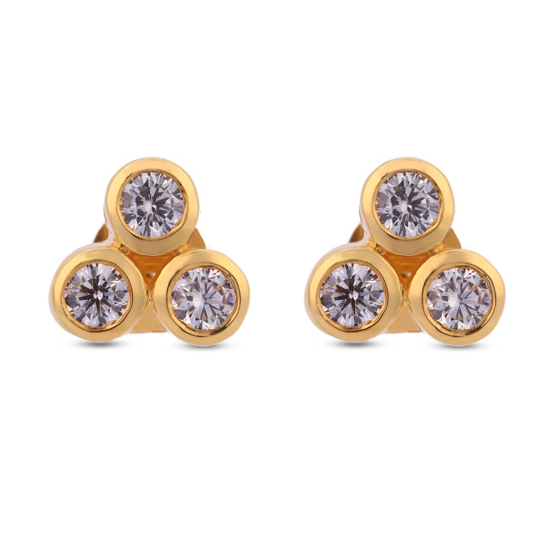 Triple Sparkle Stud Earrings in 925 Silver