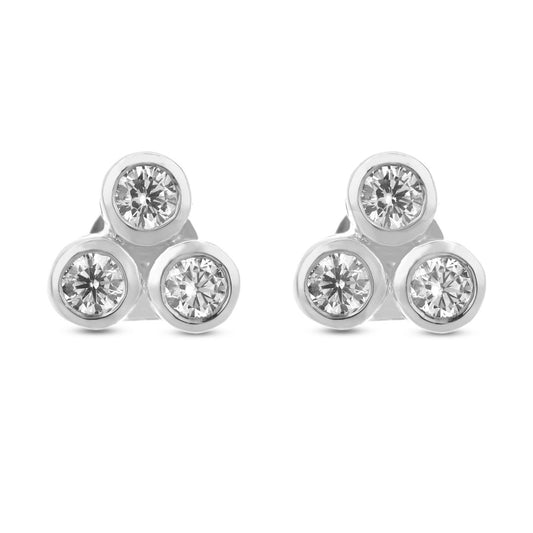 Triple Sparkle Stud Earrings in 925 Silver