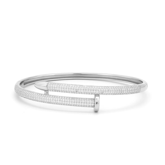 Silver Nail Zircon Bangle