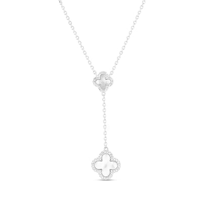 Inlay Clover Silver Linking Necklace