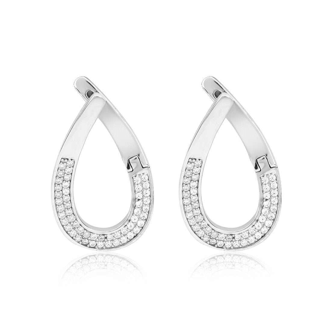 Forevever Byepass Pear Silver Earring