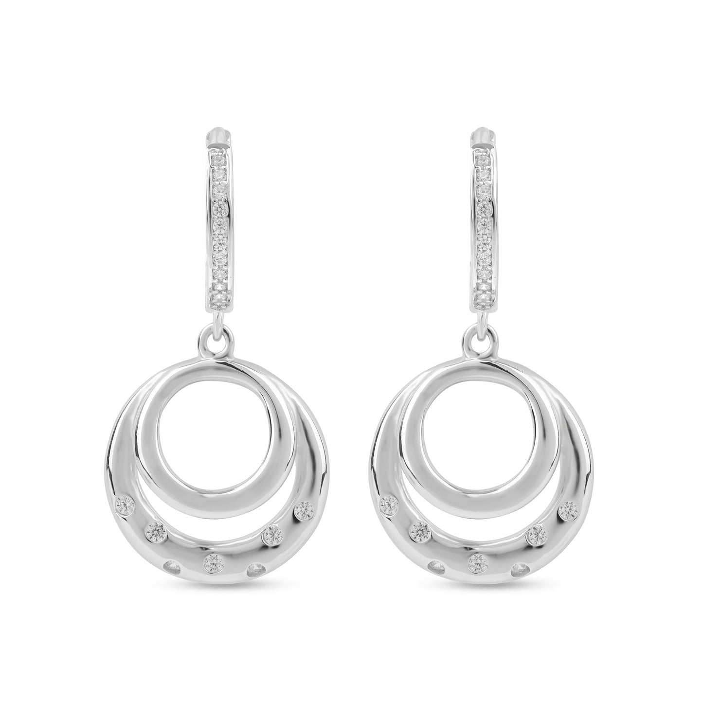 Silver Zircon Sparkling Big Hoop Earring 40MM