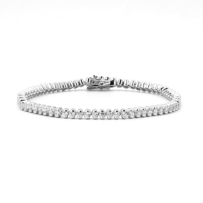 Half Bezal Tennis Silver Bracelet