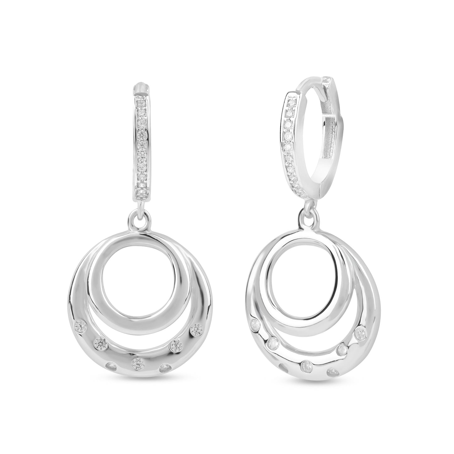 Silver Zircon Sparkling Big Hoop Earring 40MM