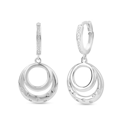 Silver Zircon Sparkling Big Hoop Earring 40MM