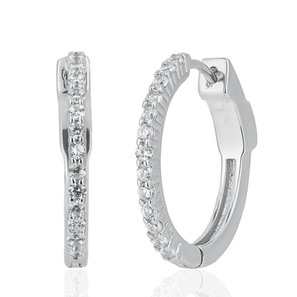 Silver Zircon Sparkling Inout Hoop Earring 15MM