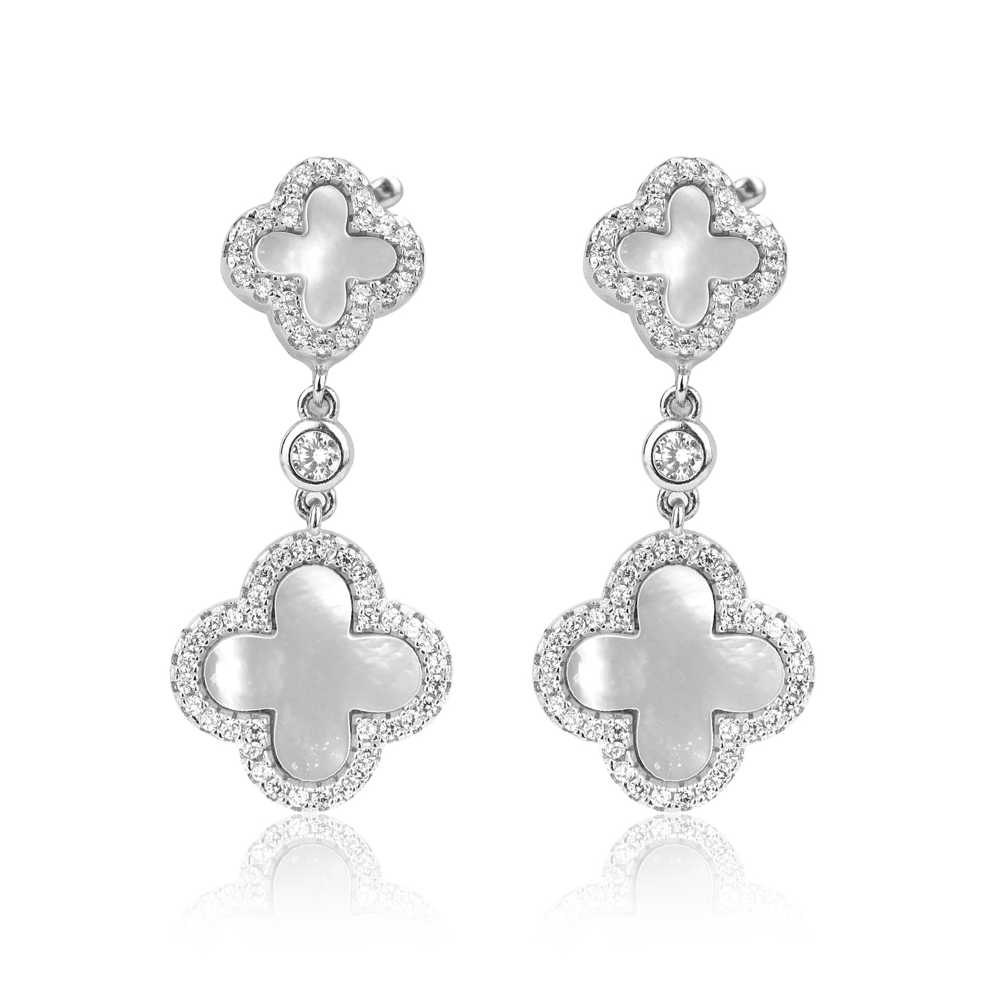 Inlay Clover Silver Earring