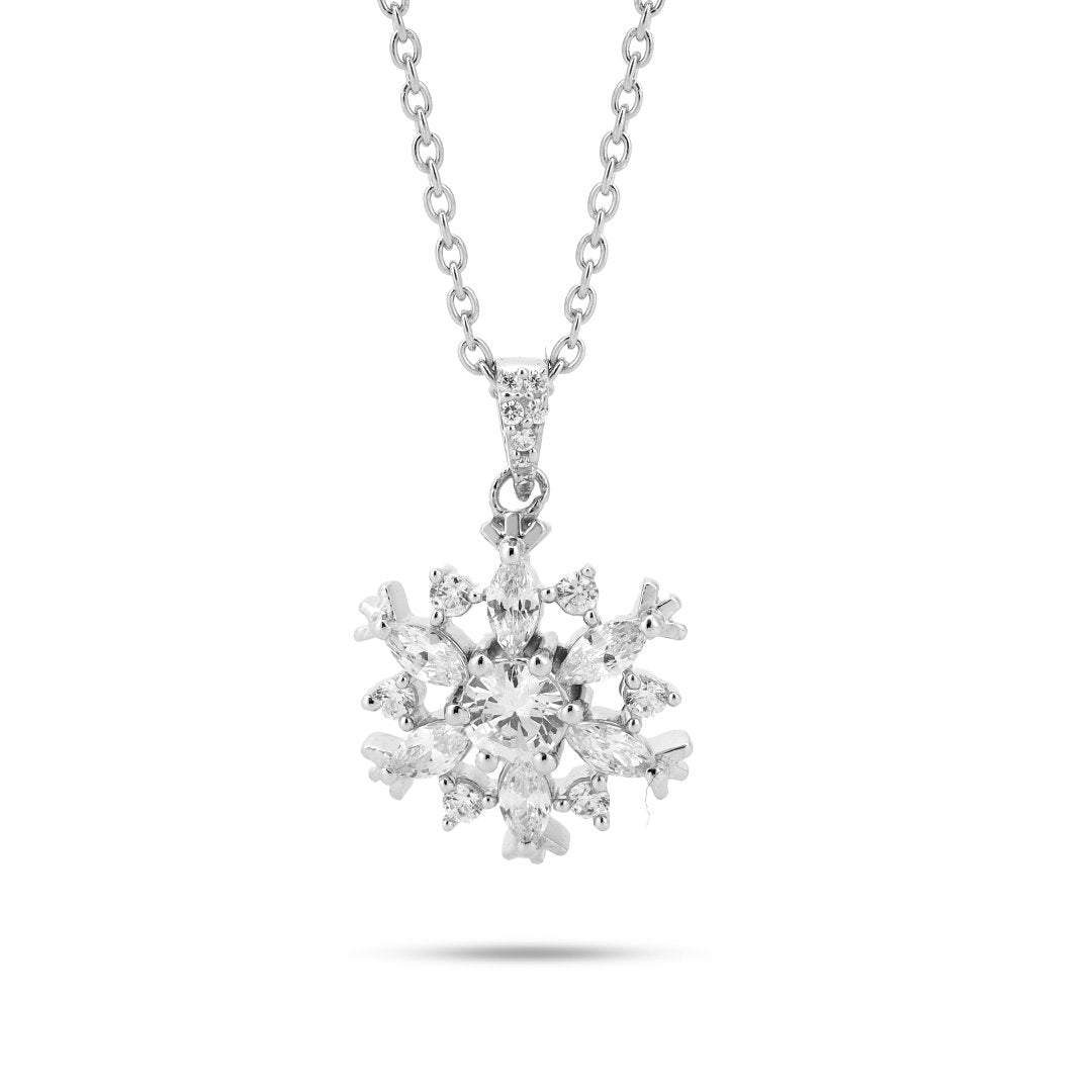 Snowflake Pendant Necklace With 18+3" inc Chain