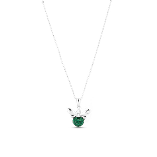 Silver Cheery Green Bee Necklace