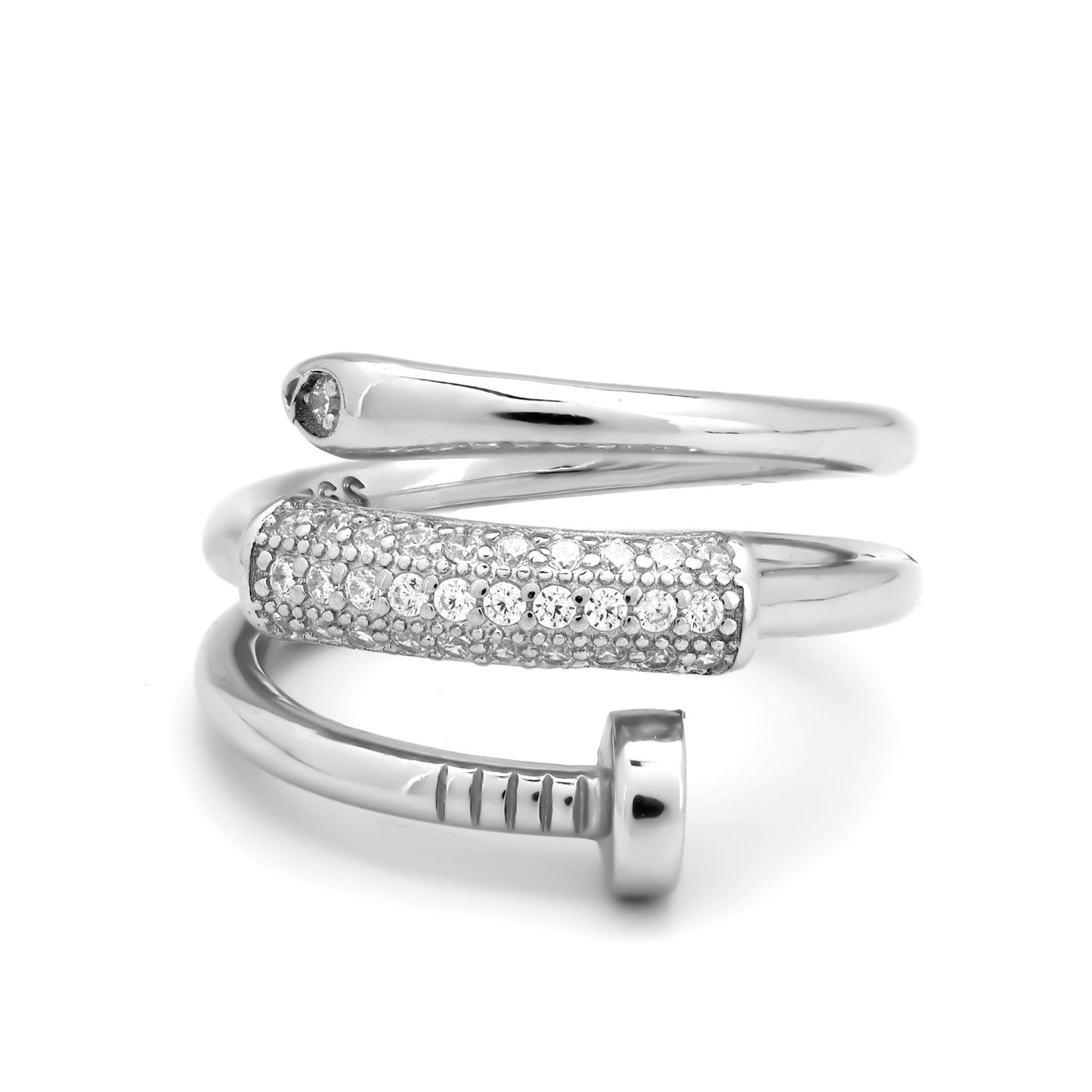 Multi layer Nail Silver Ring