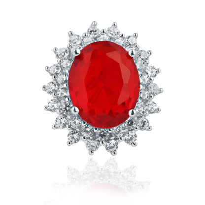 Princess Diana Inspired Ruby Silver Stud