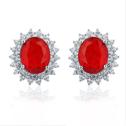 Princess Diana Inspired Ruby Silver Stud