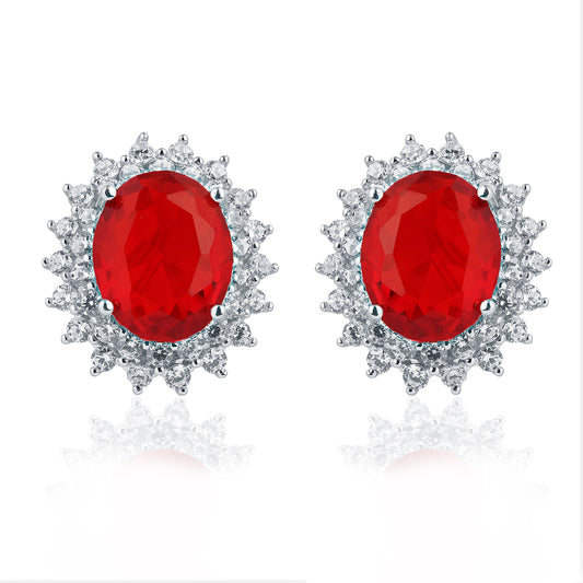 Princess Diana Inspired Ruby Silver Stud