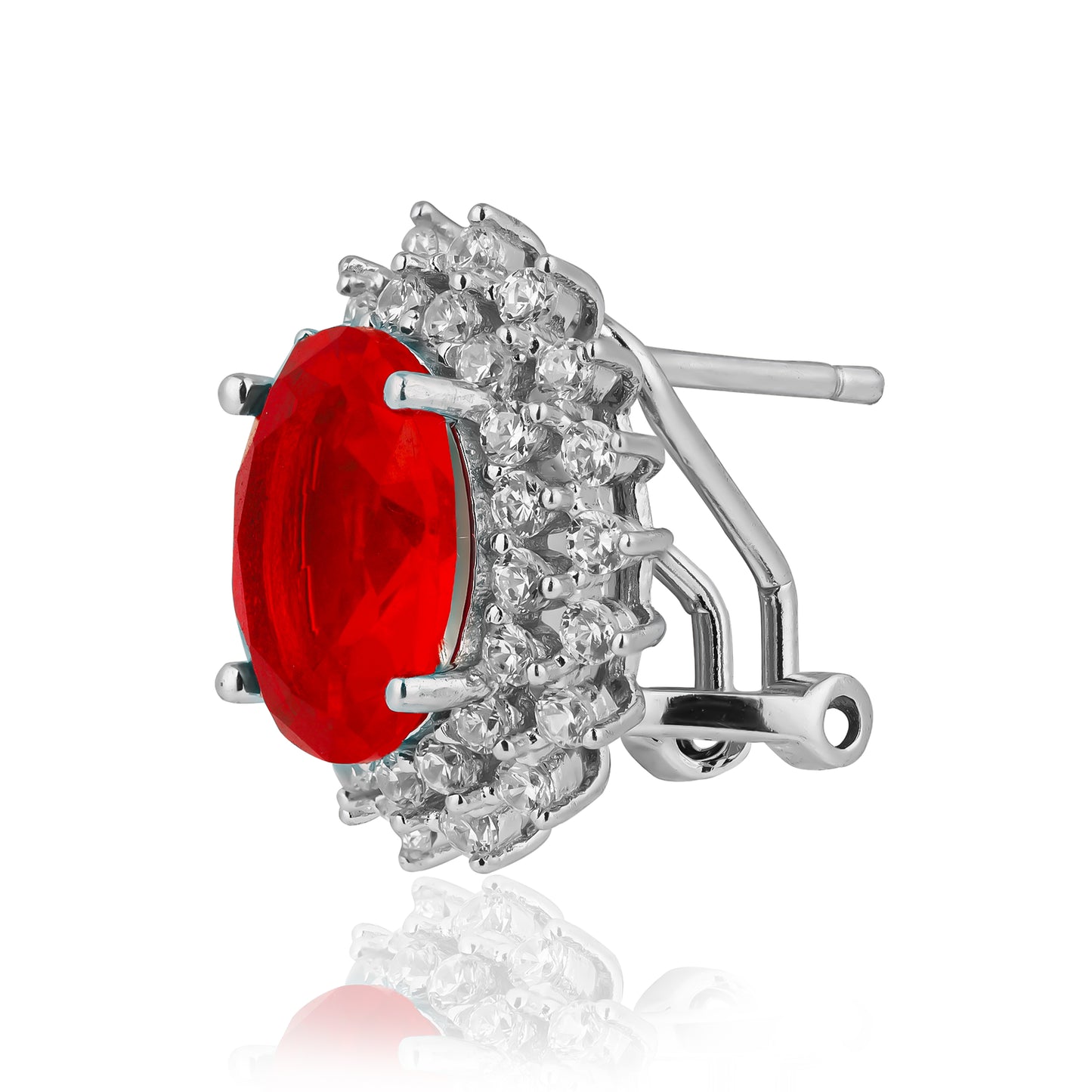 Princess Diana Inspired Ruby Silver Stud