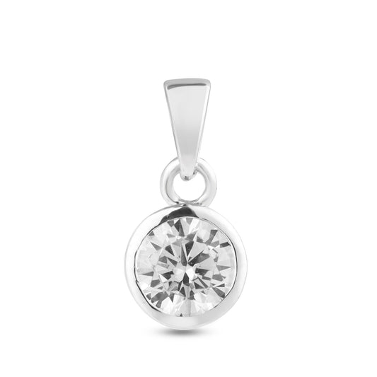 Solitaire Bezel Setting Round Pendant 8mm - 925 Sterling Silver