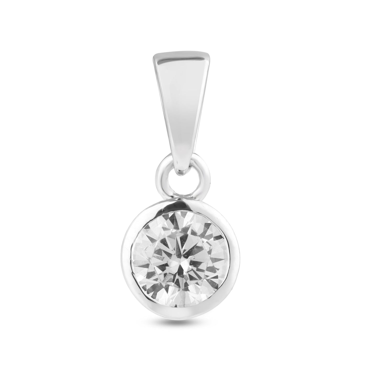 Classic Solitaire Round Silver Pendant 6MM