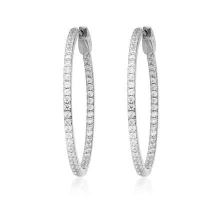 Silver Zircon Sparkling Inout Hoop Earring 30MM