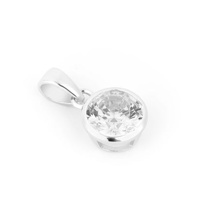 Solitaire Bezel Setting Round Pendant 8mm - 925 Sterling Silver