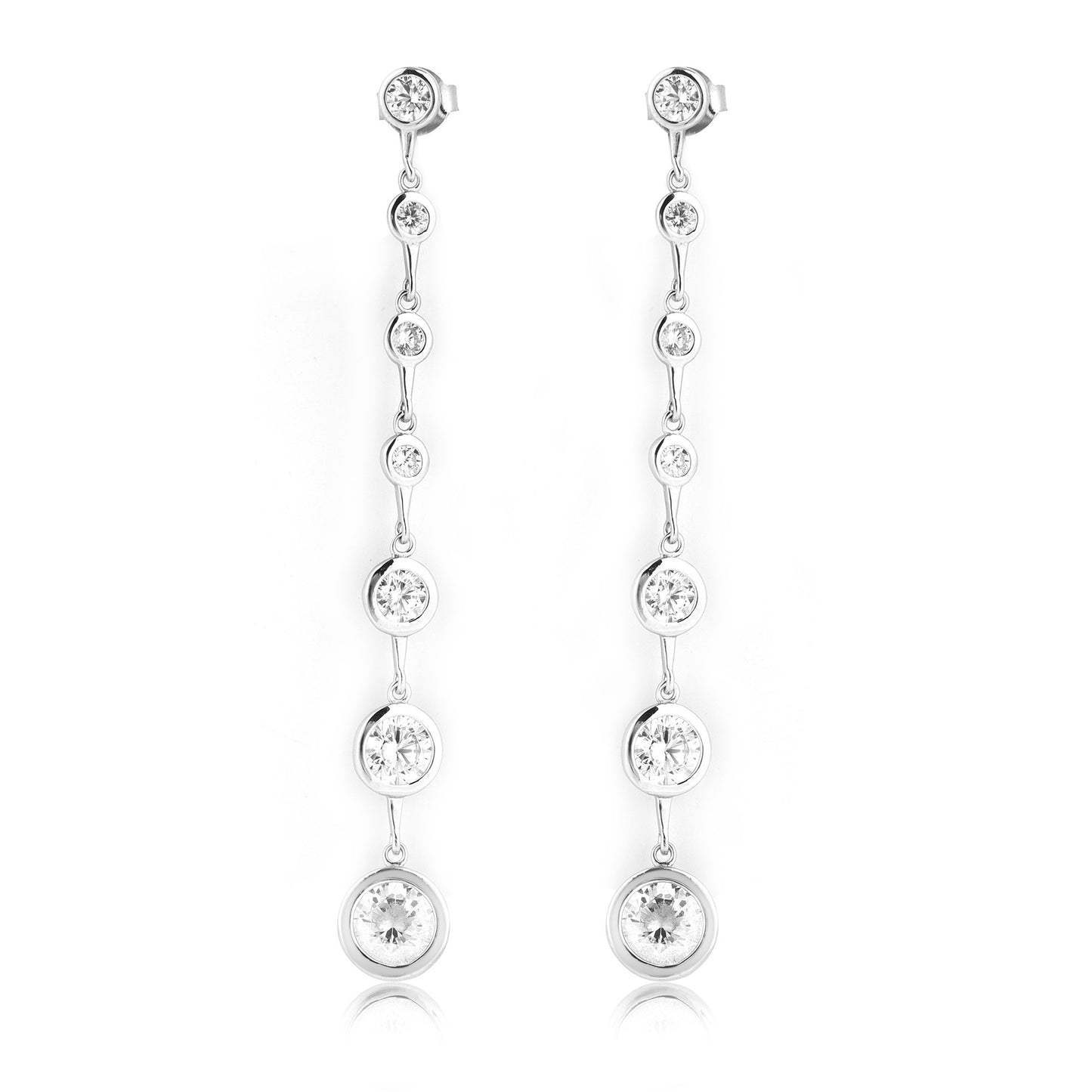 Silver Multi Long Link Dangle Earring