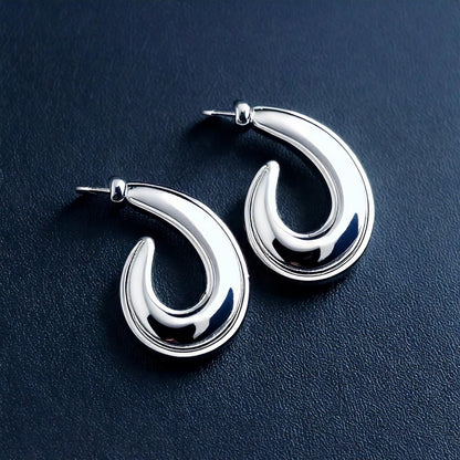 Silver Puff Hollow Hoop Earring