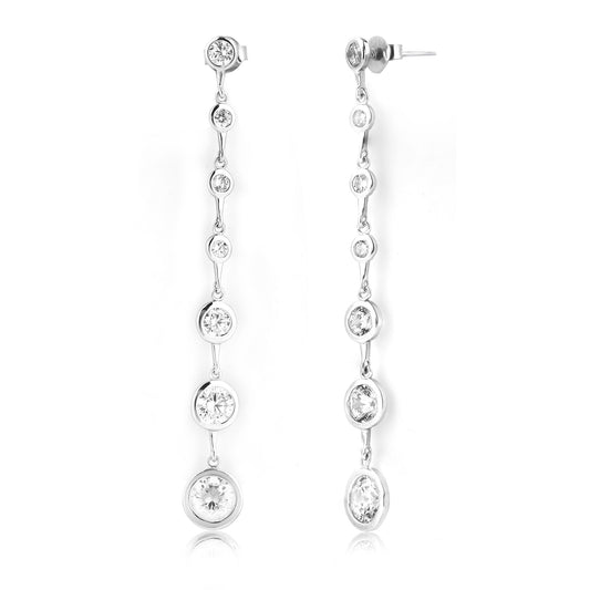 Silver Multi Long Link Dangle Earring