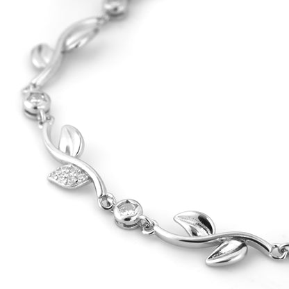 Silver Leaf Nature Inspired Bracelet