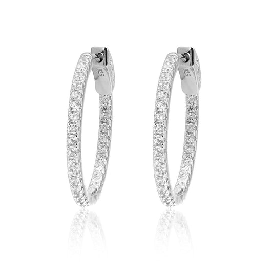 Silver Zircon Sparkling Inout Hoop Earring 20MM