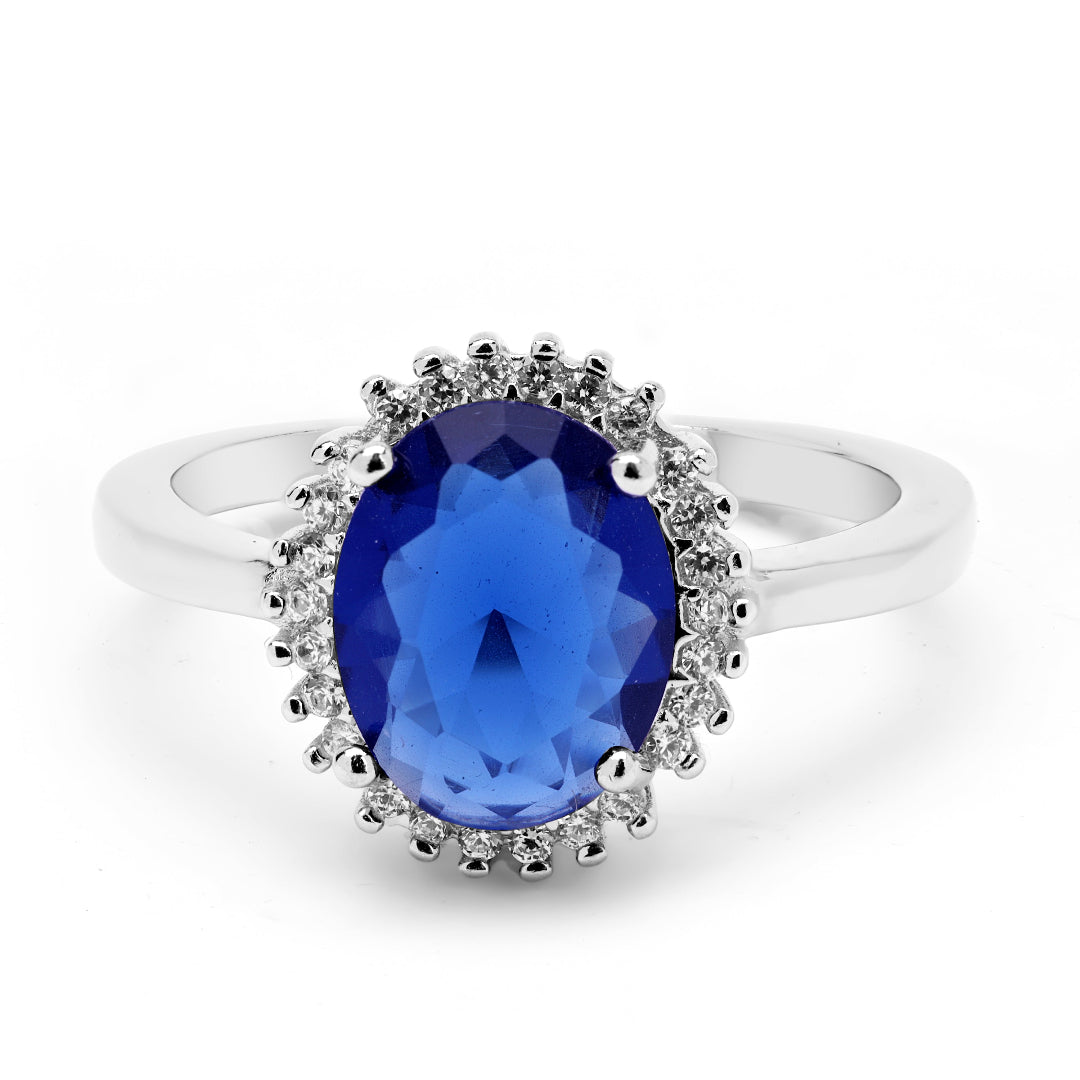 Sapphire Look Halo Ring