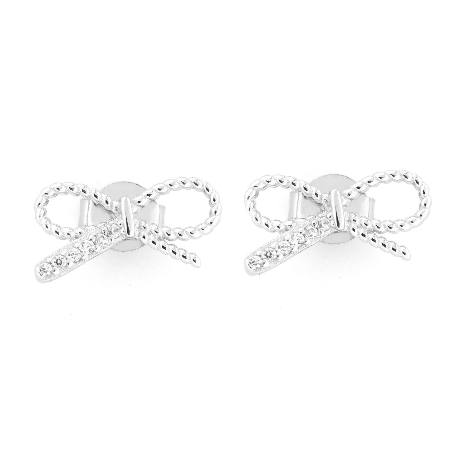 Trendy Bow Silver Earring